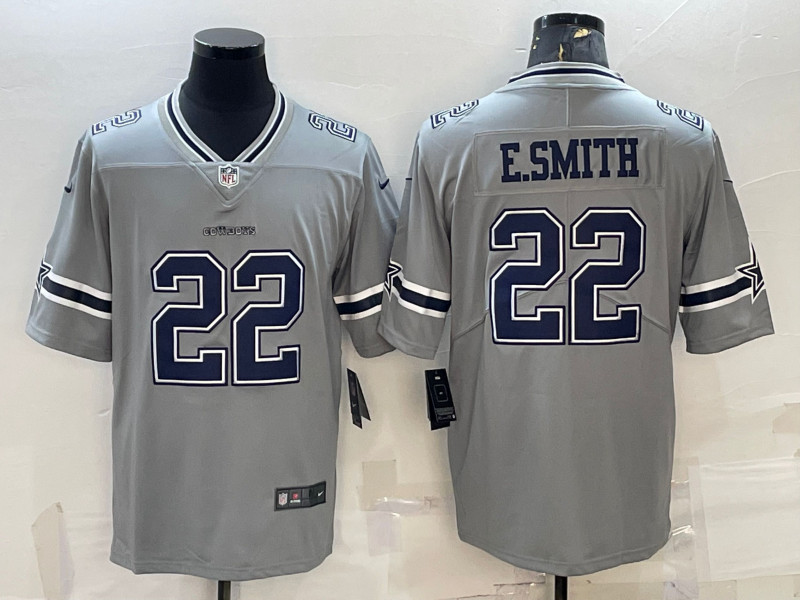 Men's Dallas Cowboys #22 Emmitt Smith Gray Inverted Edition Stitched Jersey
